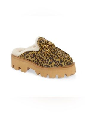 Roberto Cavalli Cortina Faux Fur Lug Loafer Mule (Women) LEOPARD, Size 11 M